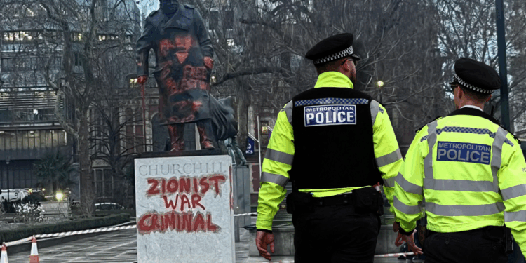 Man Arrested After Churchill Statue Defaced