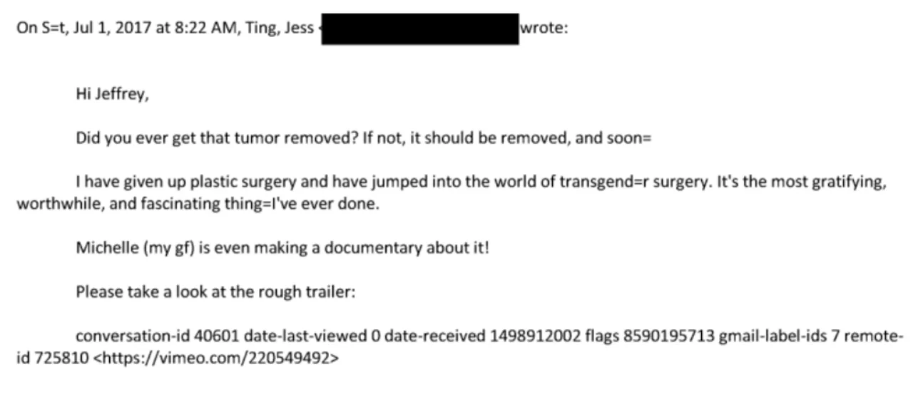 Dr. Jess Ting tells Jeffrey Epstein how 