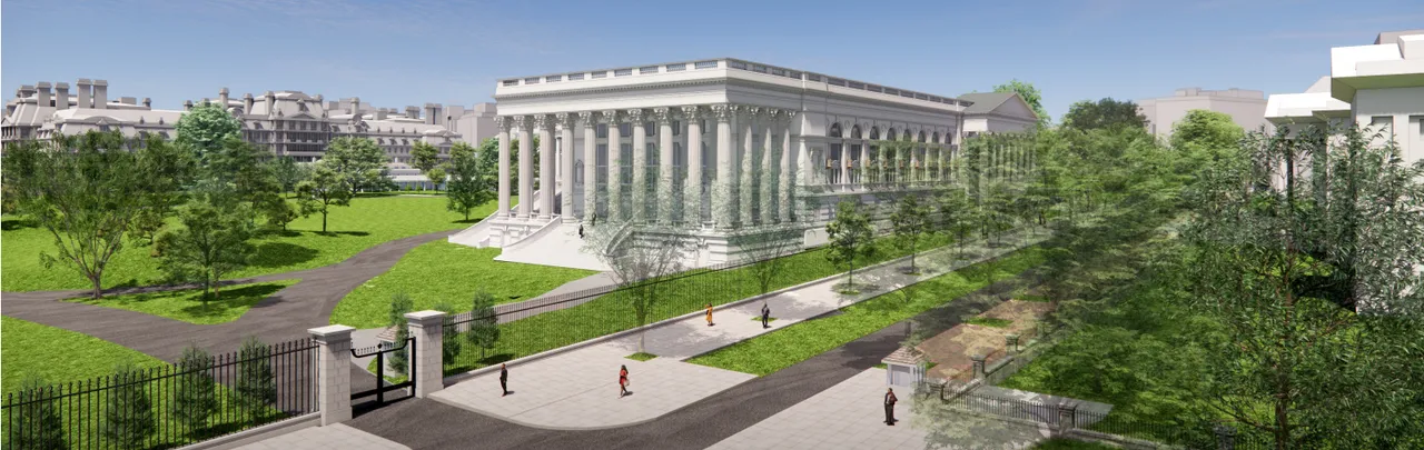 Shalom Baranes Associates Rendering, White House Ballroom View Looking Northwest [Screenshot/Public/NCPC.gov]