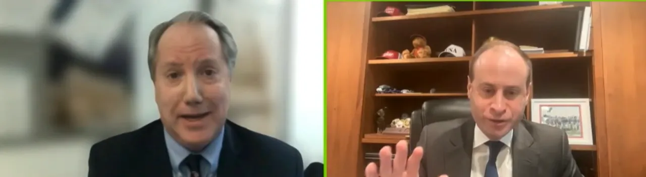 NCPC Chairman William Scharf confronts Public Citizen's Jon Golinger over challenges to the Trump appointee's credentials during the March 5, 2026 NCPC meeting held virtually. [Screenshot/Public/NCPC.gov]