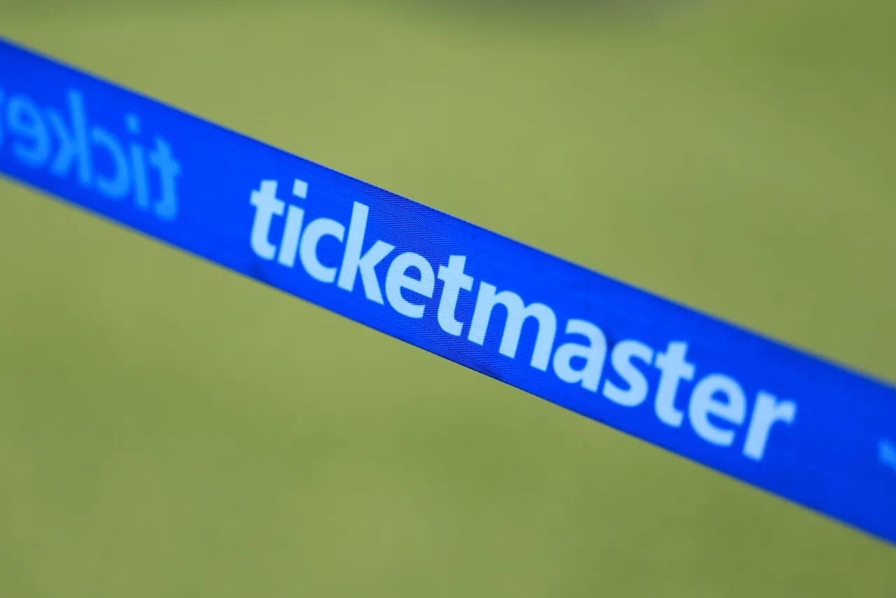 JACKSONVILLE, FLORIDA - NOVEMBER 16: A general view of the Ticketmaster stanchion rope on the field during the NFL 2025 game between Los Angeles Chargers and Jacksonville Jaguars at EverBank Stadium on November 16, 2025 in Jacksonville, Florida. (Photo by Mike Carlson/Getty Images)