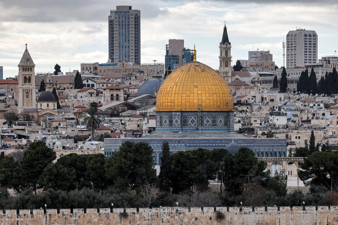 This view from the Mount of the Olives shows the old city walls of Jerusalem, the Dome of the Rock mosque in the Aqsa complex, the Church of the Holy Sepulchre, and the Catholic Franciscan monastery of St Saviour, on December 28, 2024. (Photo by AHMAD GHARABLI/AFP via Getty Images)