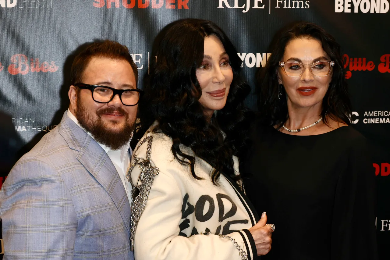 SANTA MONICA, CALIFORNIA - OCTOBER 03: (L-R) Chaz Bono, Cher and Shara Mathes attend the Los Angeles Premiere of 