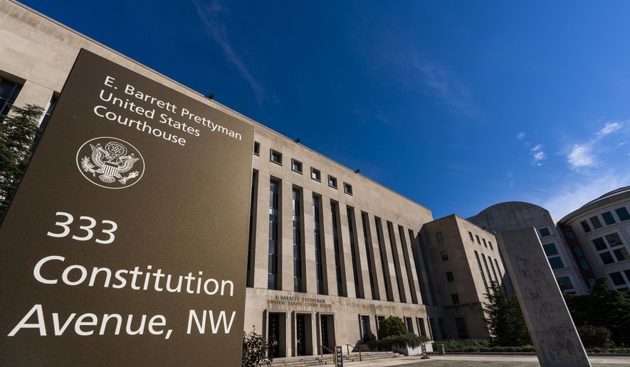 The E. Barrett Prettyman United States Court House is seen, Friday, Oct. 9, 2020, in Washington, D.C. The building houses the U.S. Circuit Court of Appeals for the District of Columbia. (AP Photo/Manuel Balce Ceneta)  ** FILE **