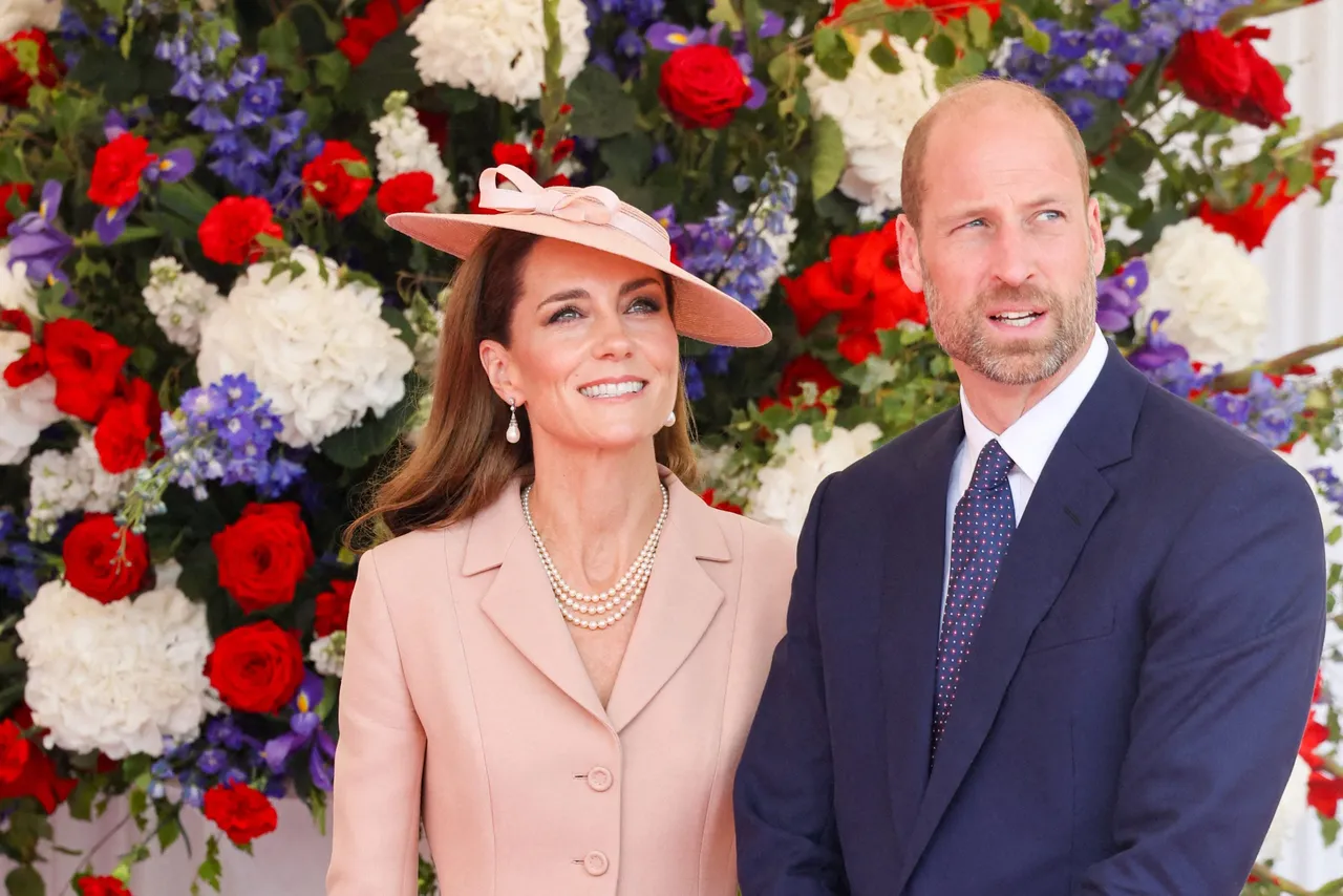 Britain's Catherine, Princess of Wales (L) and Britain's Prince William, Prince of Wales attend a ceremonial welcome for France's President and his wife at Windsor Castle, in Windsor west of London, on July 8, 2025, on the first day of a three-day state visit to Britain. French President begans a three-day state visit to Britain on July 8, 2025, which will see him address parliament and try to rekindle a purportedly warm relationship with King Charles III. (Photo by Dominique JACOVIDES / POOL / AFP) (Photo by DOMINIQUE JACOVIDES/POOL/AFP via Getty Images)