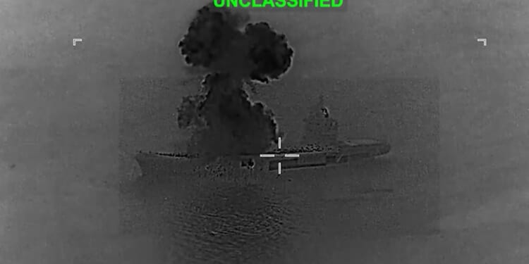 U.S. Forces Sink an Iranian Drone Carrier the Size of a WWII Aircraft Carrier [WATCH]