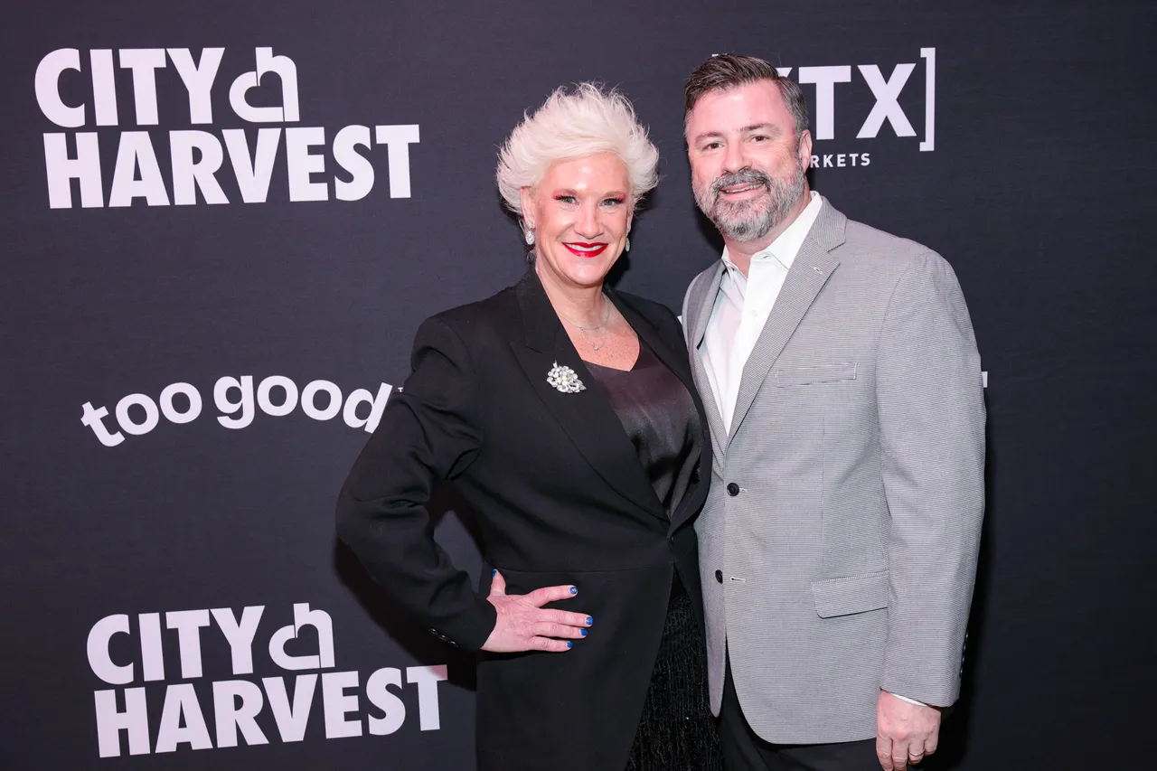NEW YORK, NEW YORK - APRIL 22: (L-R) Anne Burrell and Stuart Claxton attend as City Harvest Presents The 2025 Gala: Carnaval at Cipriani 42nd Street on April 22, 2025 in New York City. (Photo by Dimitrios Kambouris/Getty Images for City Harvest)