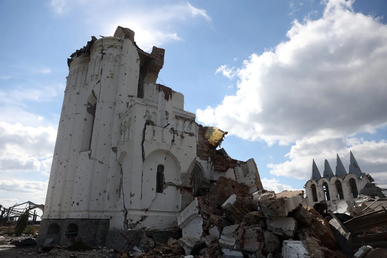 TOPSHOT - This photograph shows a destroyed Orthodox monastery in recently released Dolina village, Donetsk region, on September 22, 2022. (Photo by Anatolii Stepanov / AFP via Getty Images)