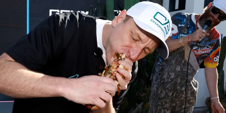 Joey Chestnut Obliterates Tampa Bay Buccaneers’ Offensive Line In Cake-Eating Competition